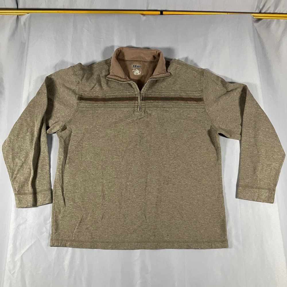 Blue Pronto Uomo Mens Large Brown‎ Striped Quarter Zip Pullover Sweater